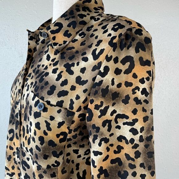 Vintage Rena Rowan Cheetah Button Down Shirt Size 8 EUC - Picture 4 of 6